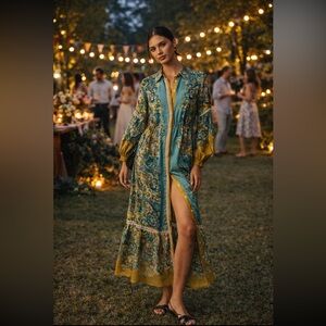 🎉LAST ONE🎉 Anthropologie NWT The Eleanora Long-Sleeve Maxi Shirt Dress size S.